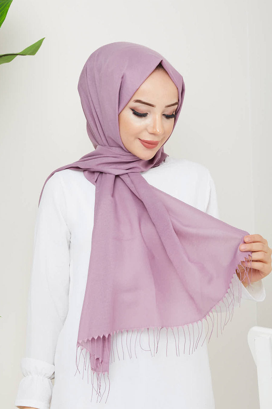 Plain Tassel Turkish Hijab +