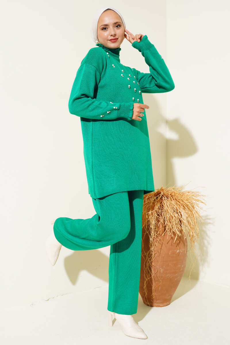 Green Pearls Knit Co-ord - Chaddors