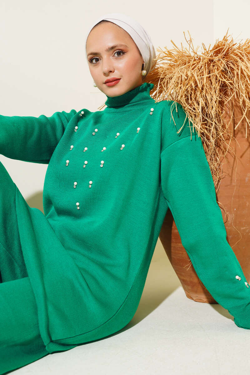 Green Pearls Knit Co-ord - Chaddors