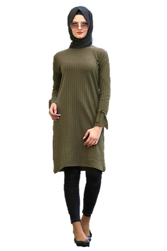 Green Ribbed Knitted Shirt - Chaddors