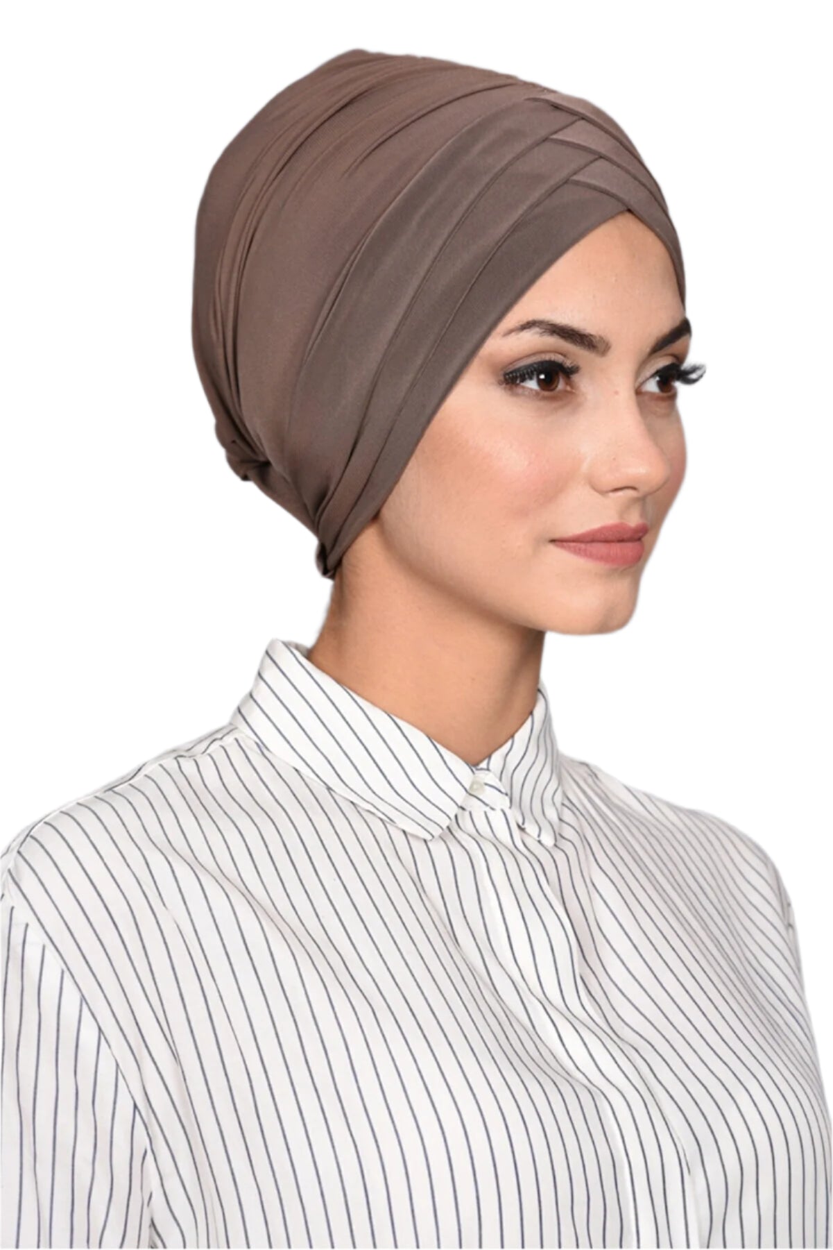 Brown Front Pleats Turbans
