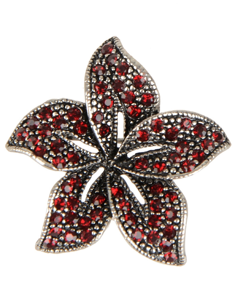 Red Flower Stones Brooch
