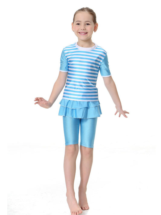 Blue Striped Girls Burkini