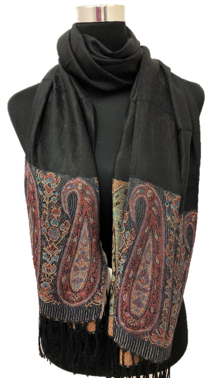 Black Border Pashmina - Chaddors
