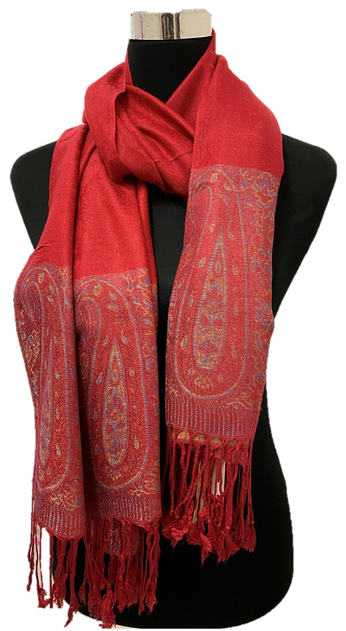 Red Border Pashmina