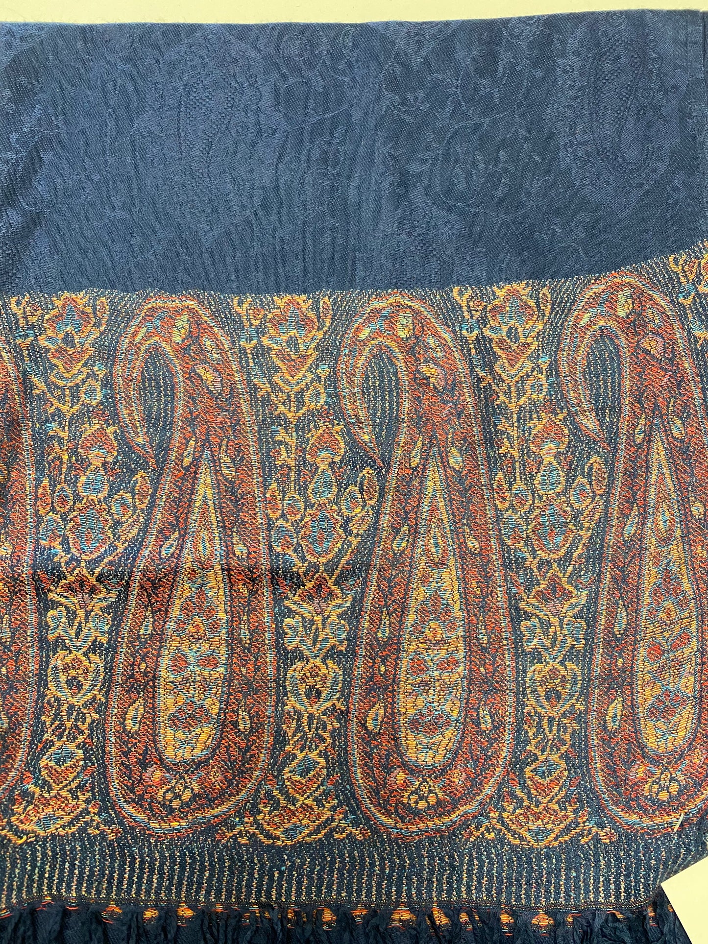 Navy Border Pashmina
