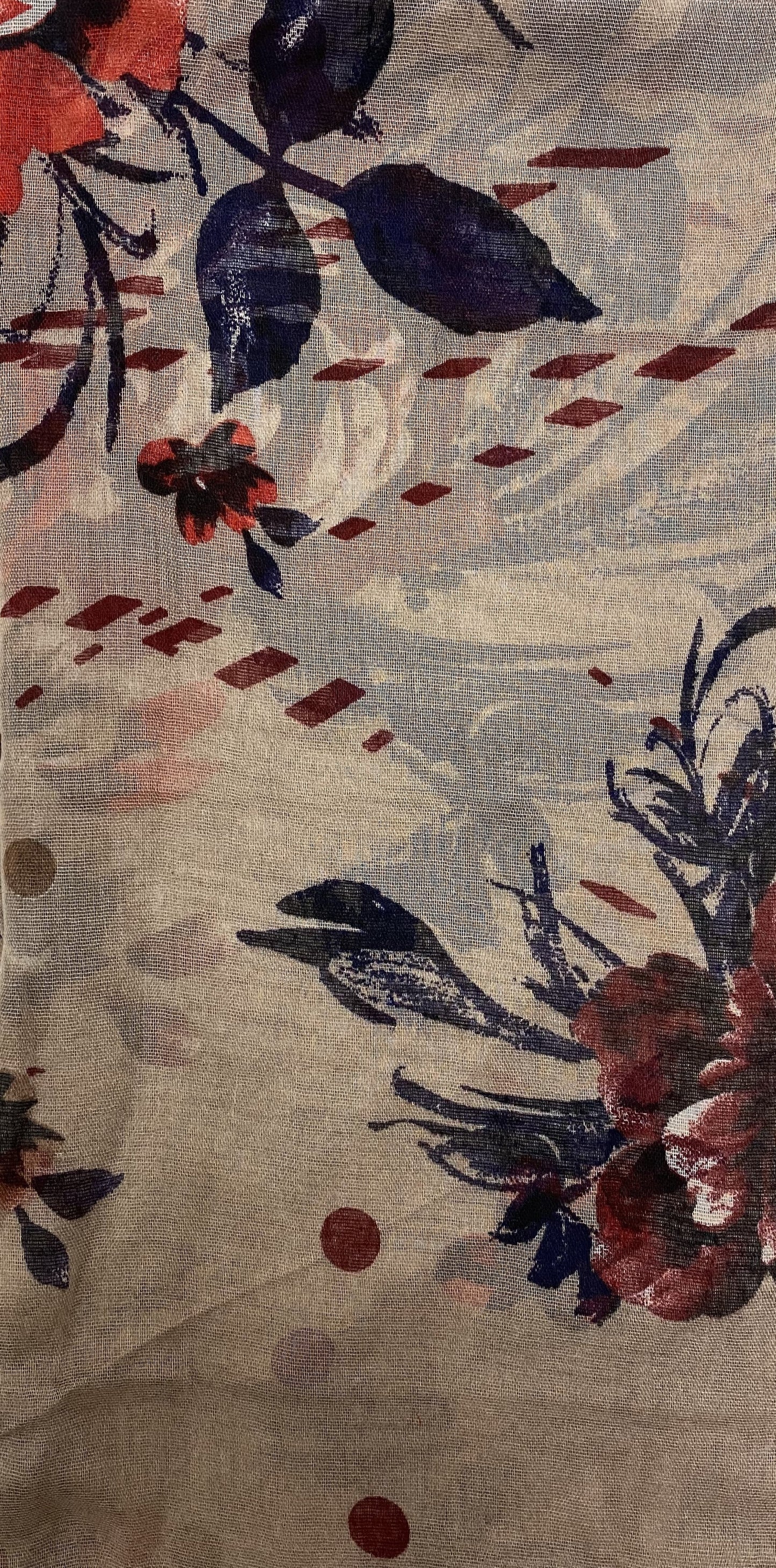 Beige Rose Viscose Printed