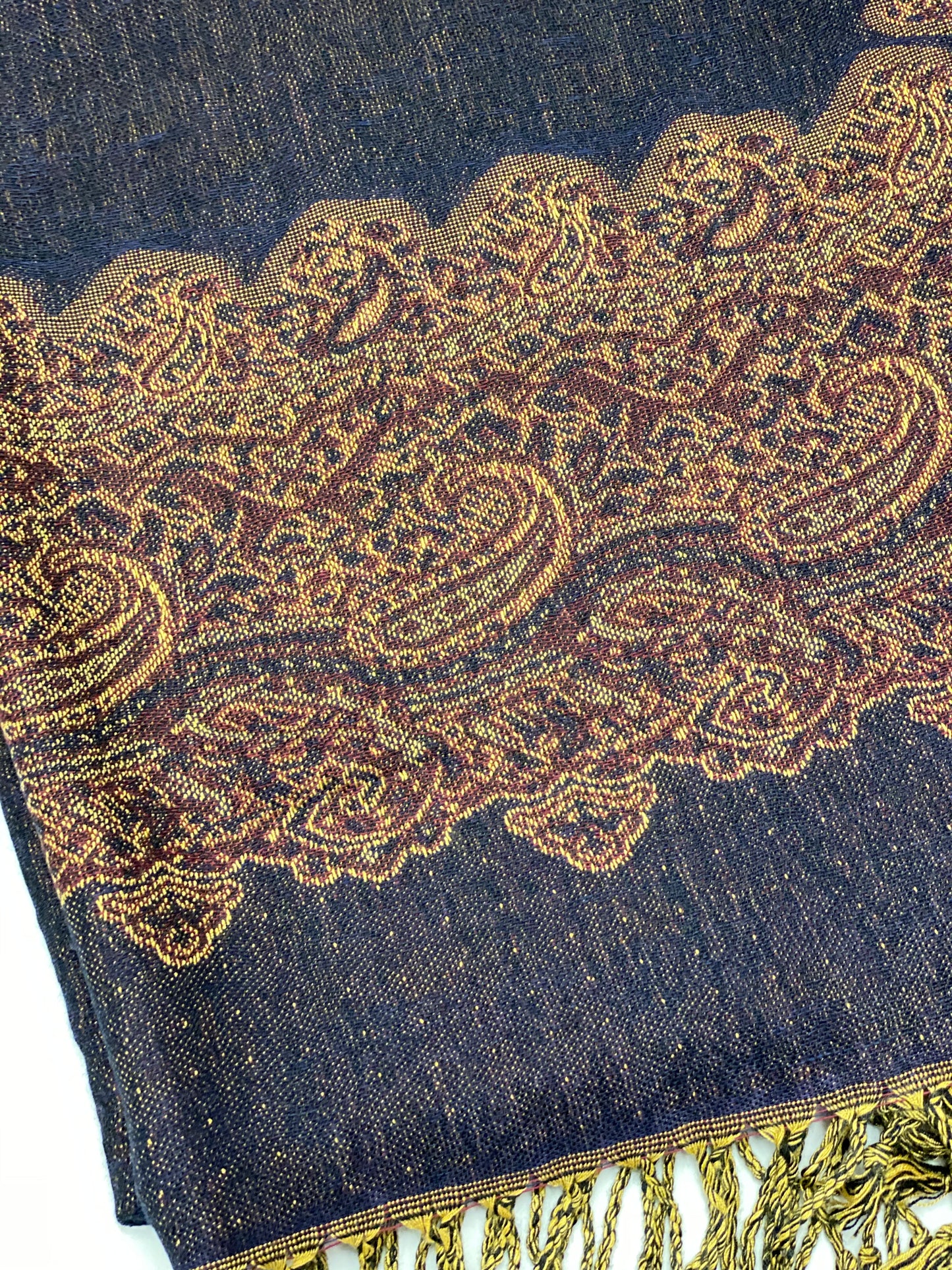 Navy Border Pashmina