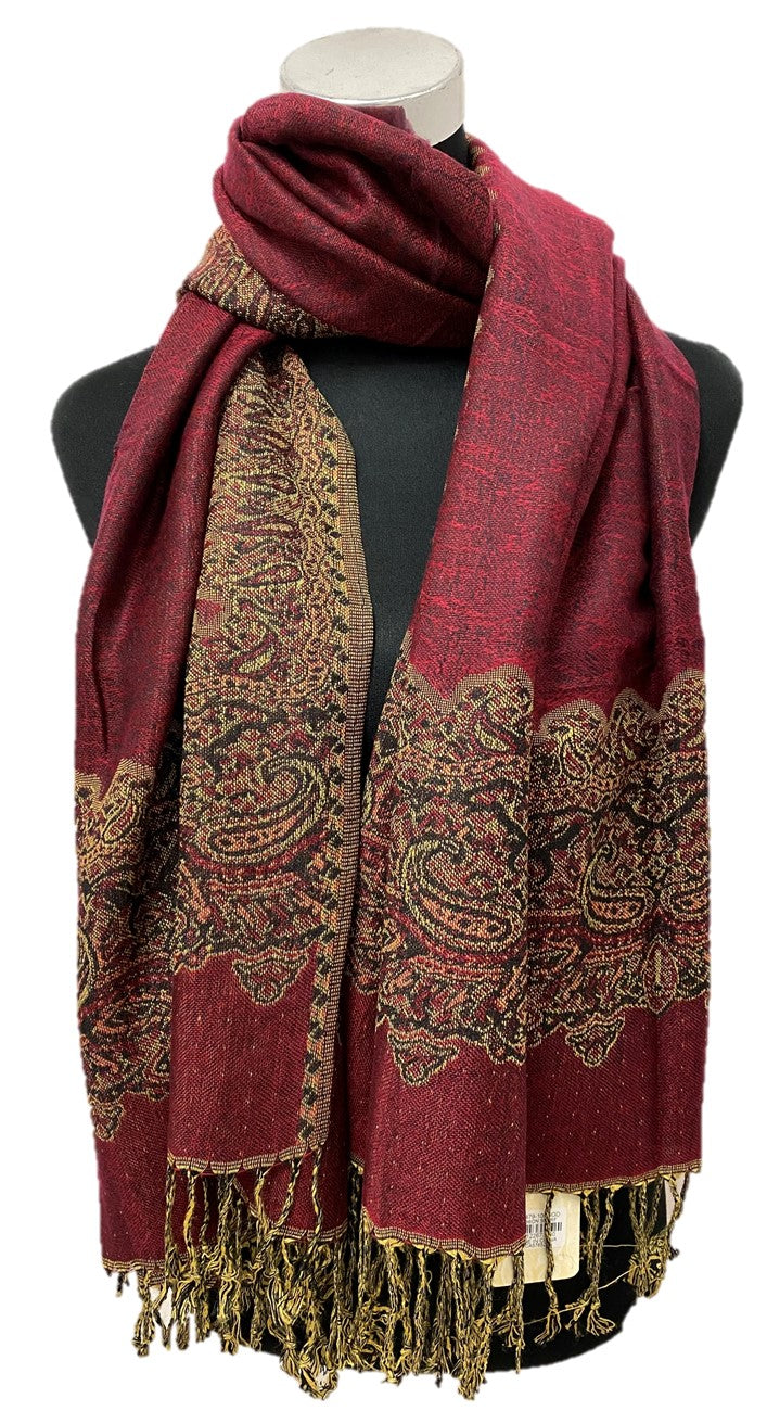 Maroon Border Pashmina