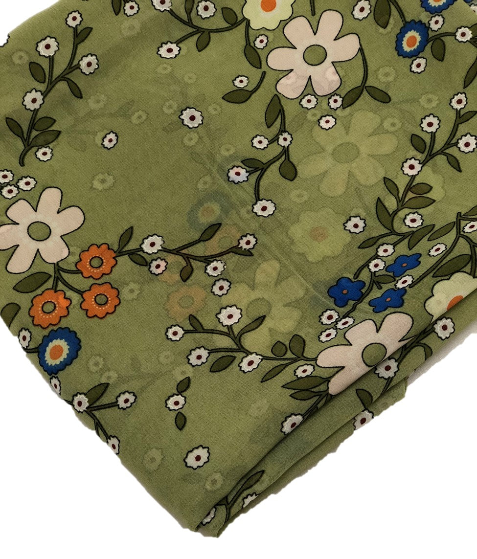 Green Printed Chiffon - Chaddors