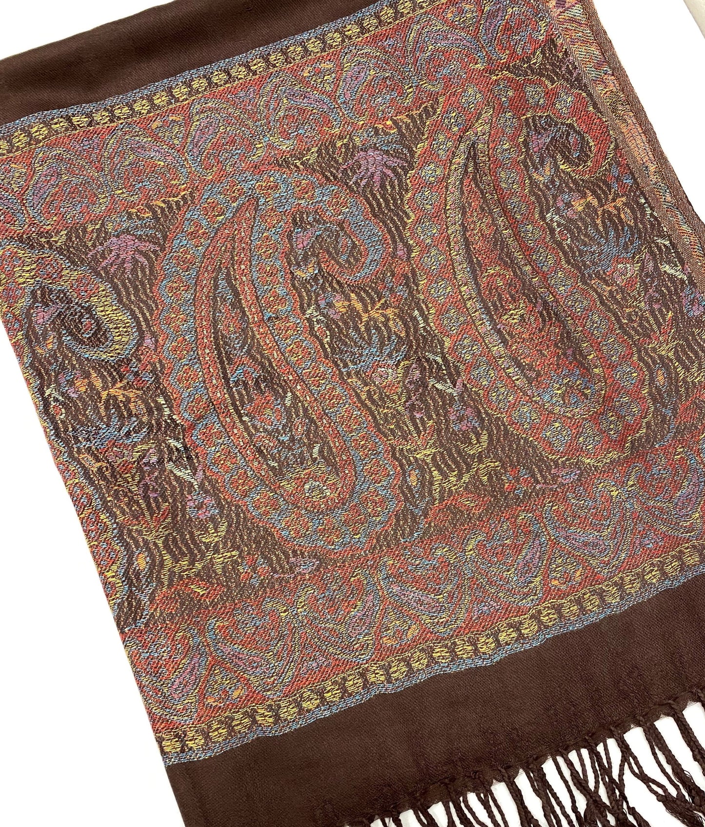 Brown Border Pashmina