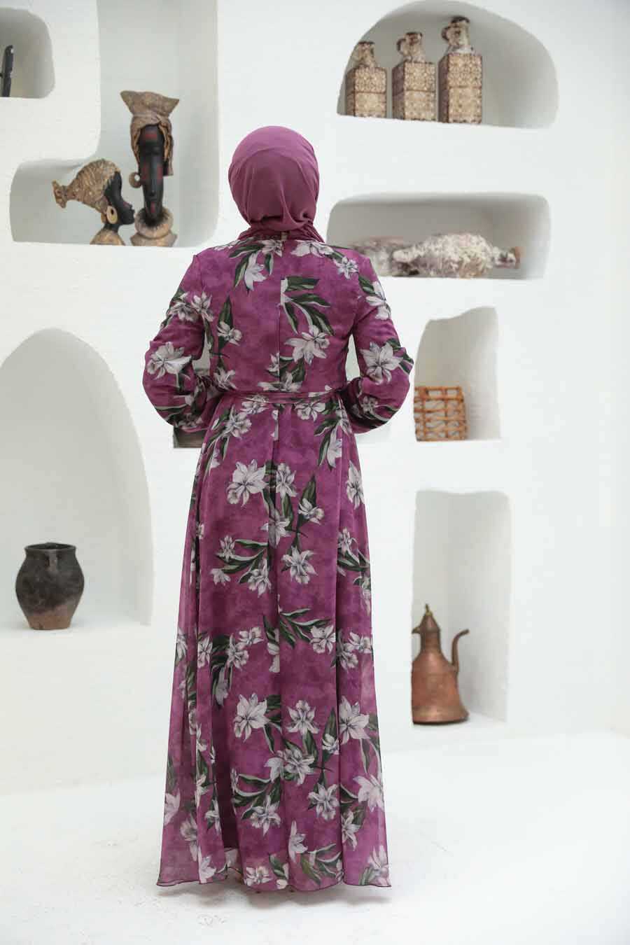 Magneta Printed Chiffon Dress - Chaddors