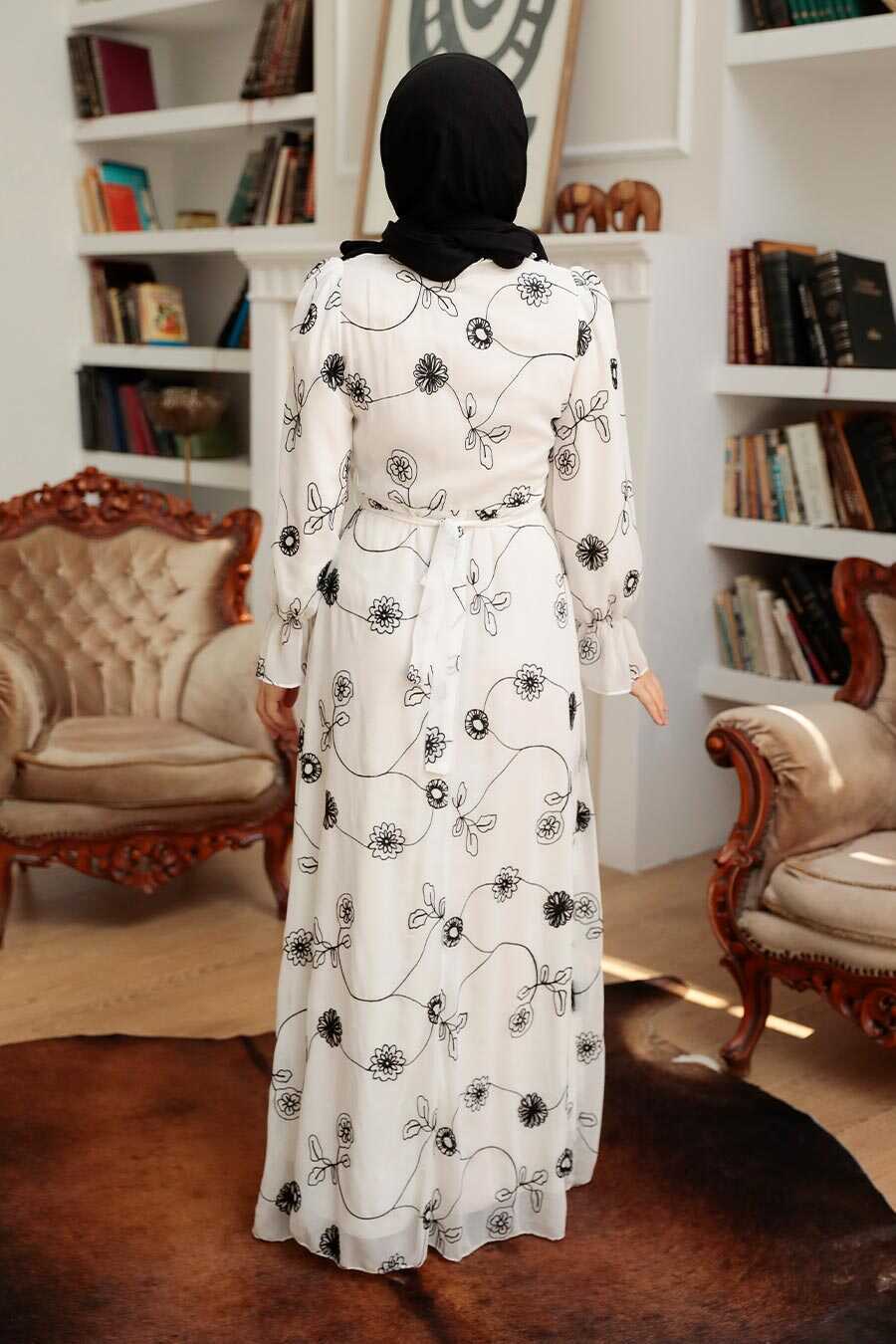 White Embroidered Turkish Dress
