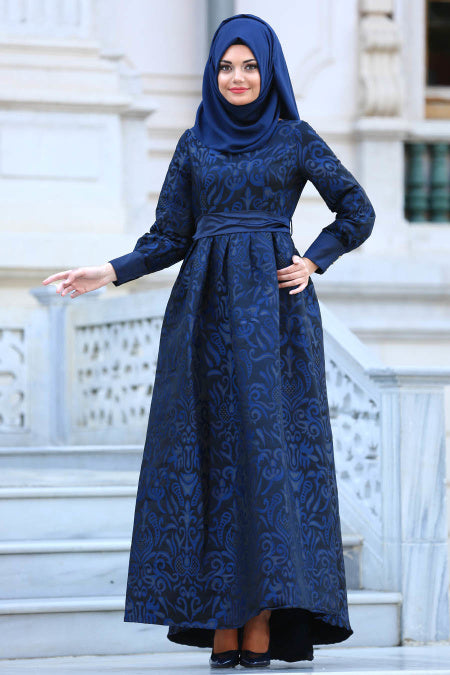 Navy Princess Evening Gown - Chaddors