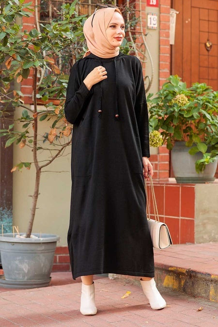 Black Knitted Turkish Dress