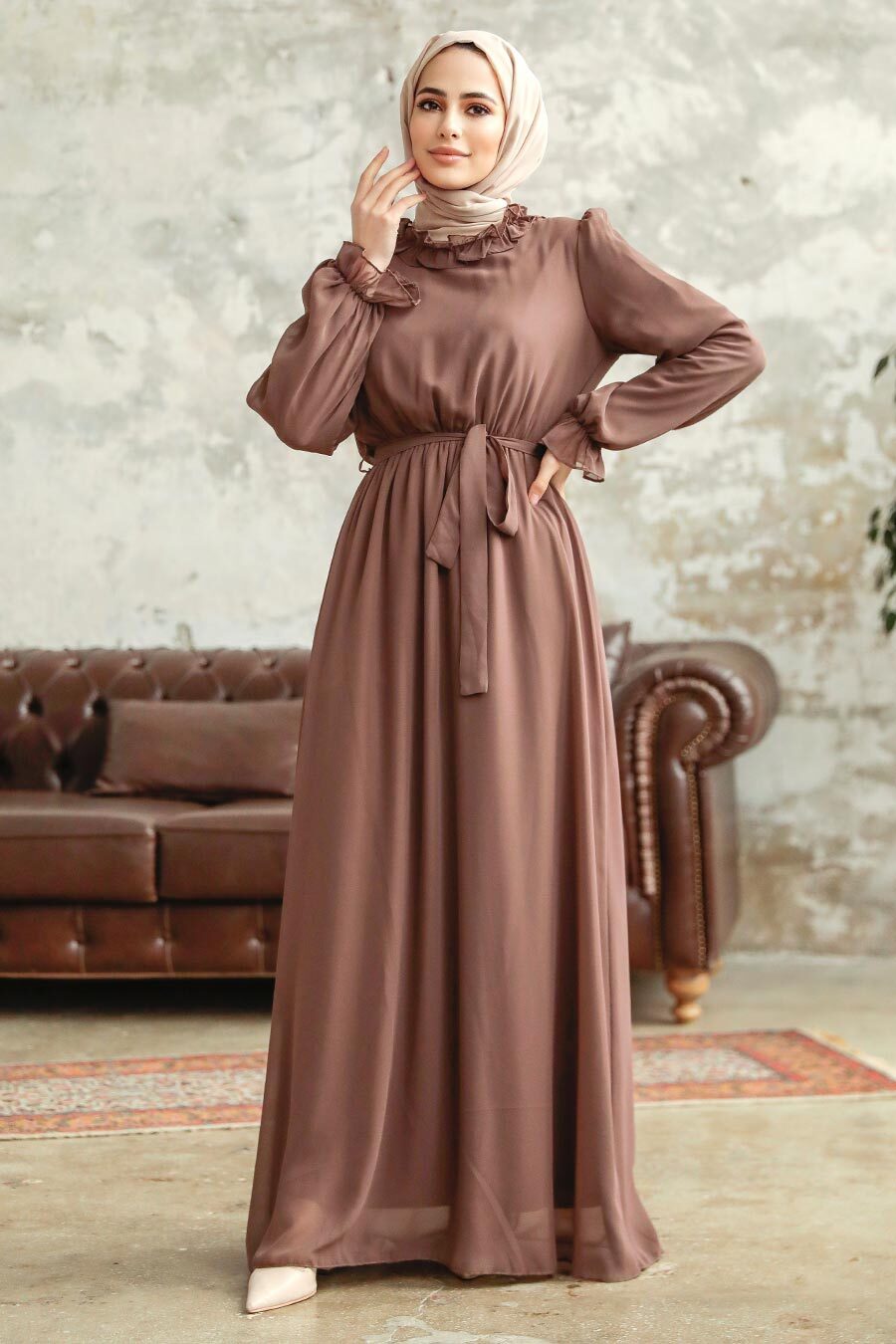 Dark Beige Turkish Dress
