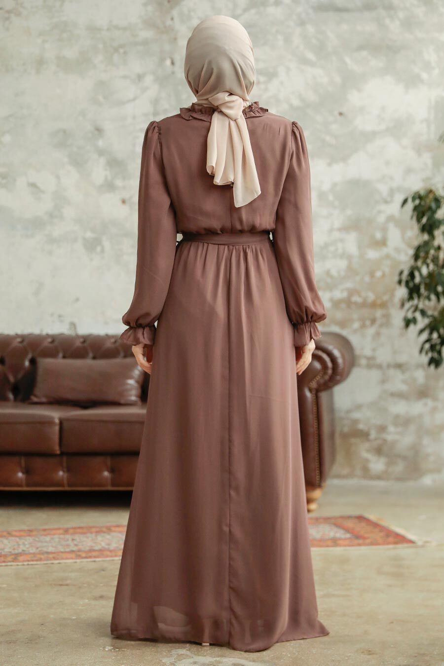 Dark Beige Turkish Dress