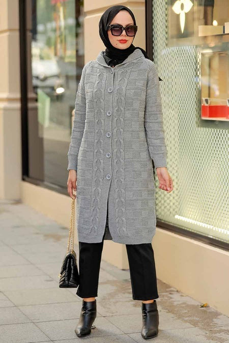 Gray Knitted Fall Cardigan