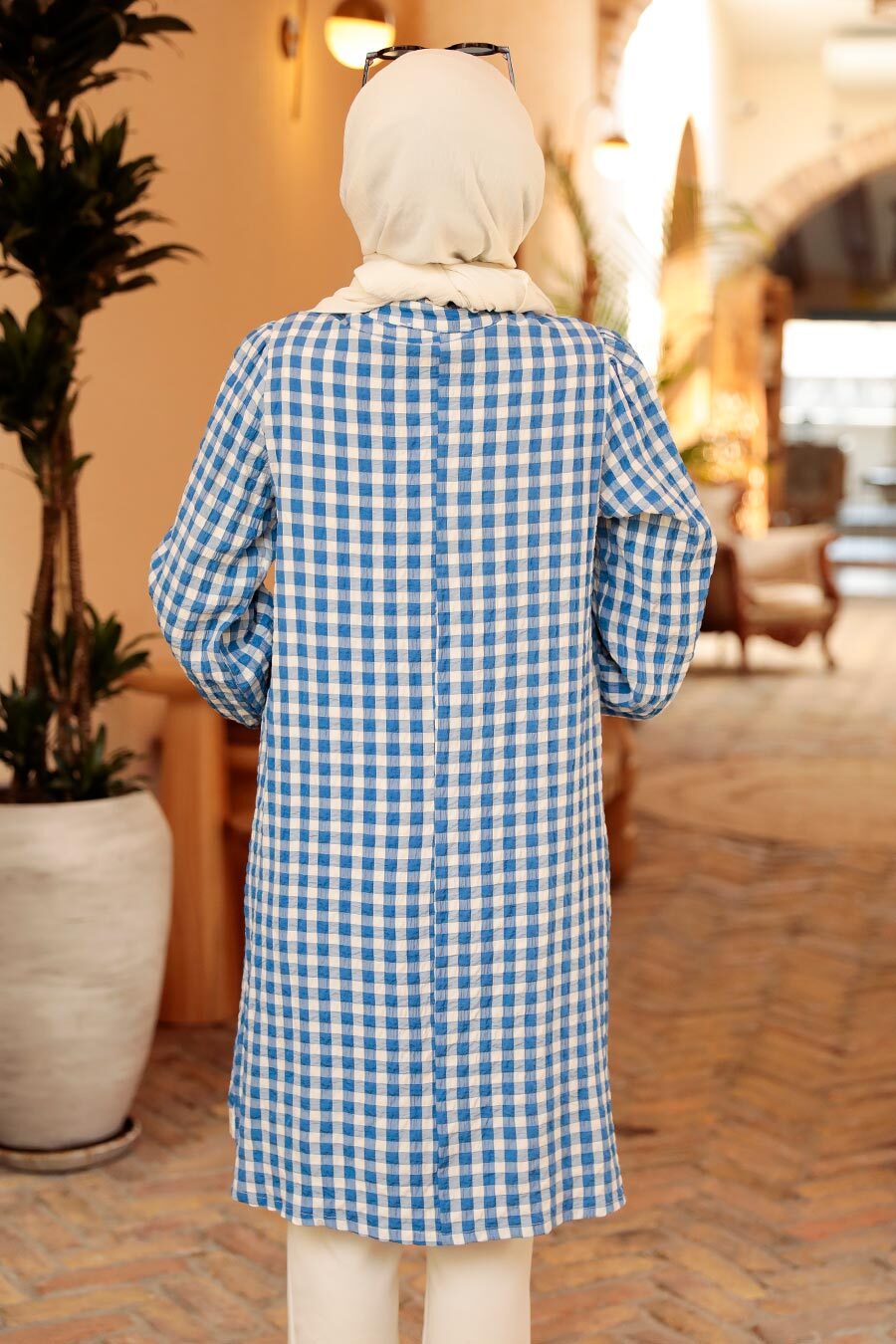 Blue Checkered Turkish Top