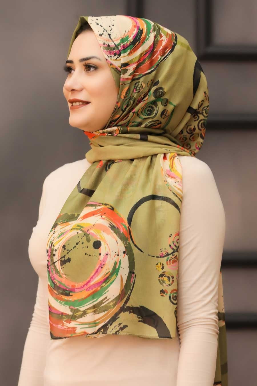 Circle Pattern Turkish Hijab +