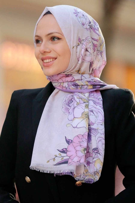Carnation Printed Turkish Hijab +