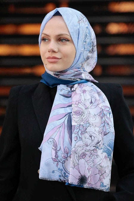 Carnation Printed Turkish Hijab +