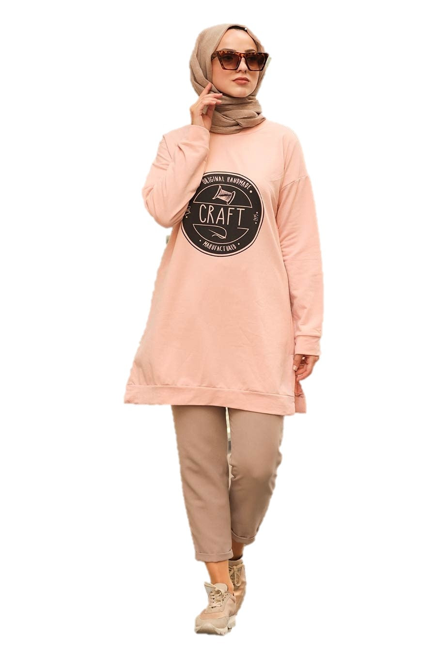 Light Peach Craft Tunic Top