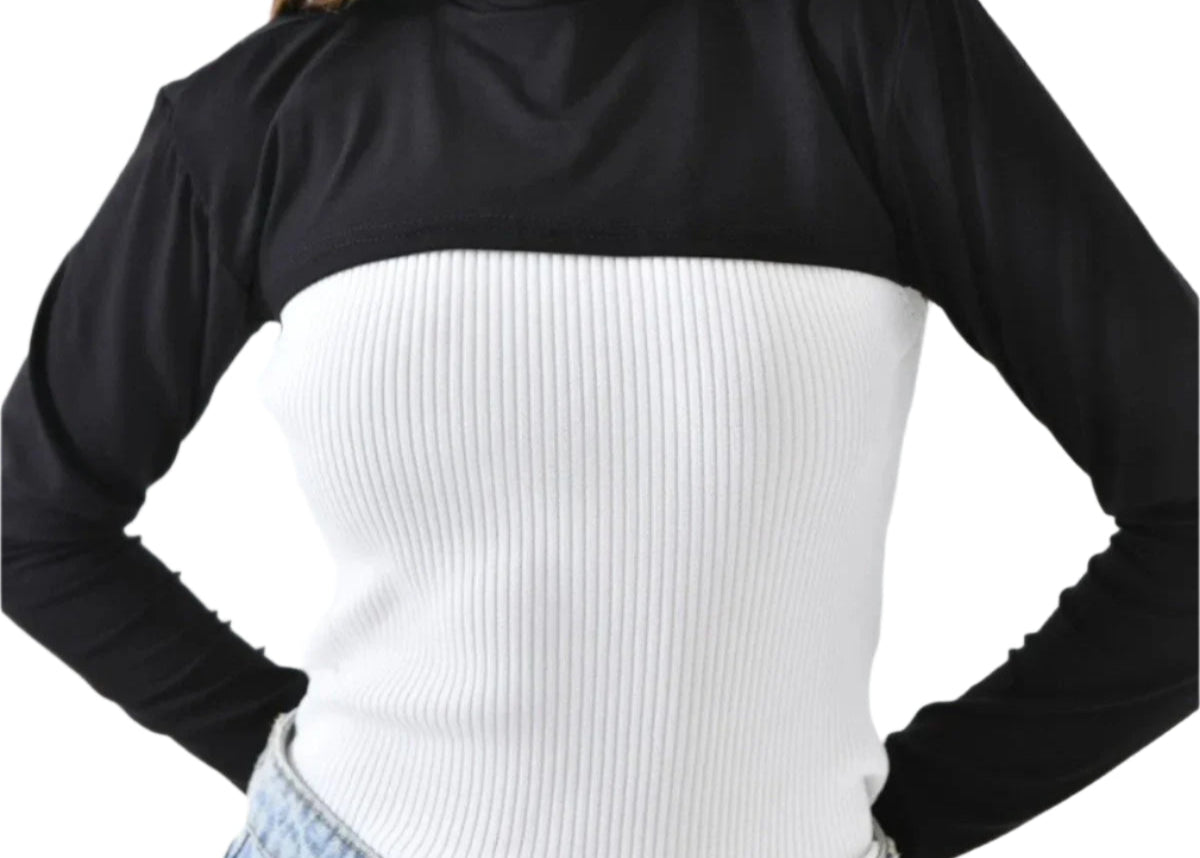 Long Sleeves Crew Neck Shrug - Chaddors