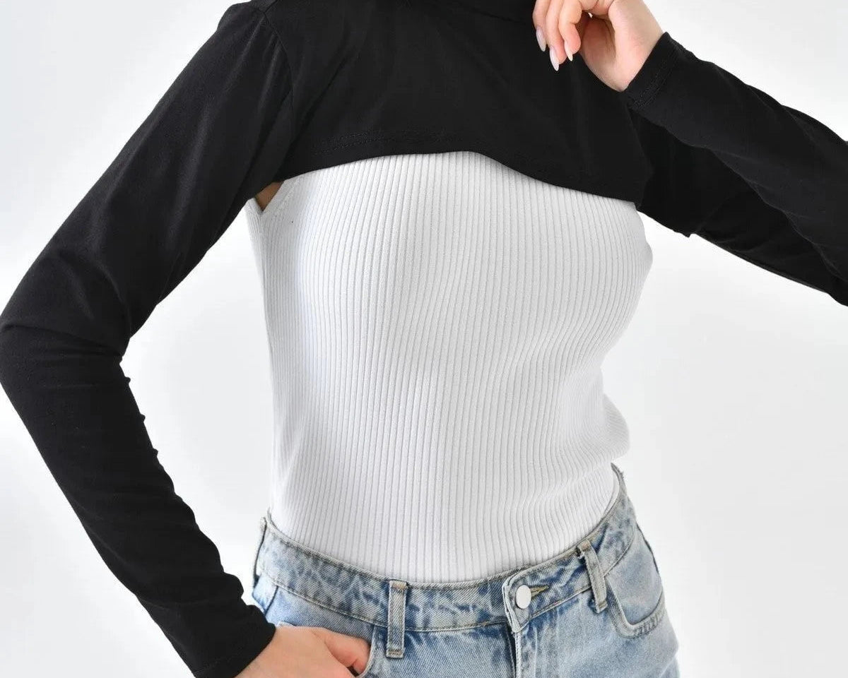Long Sleeves Crew Neck Shrug - Chaddors