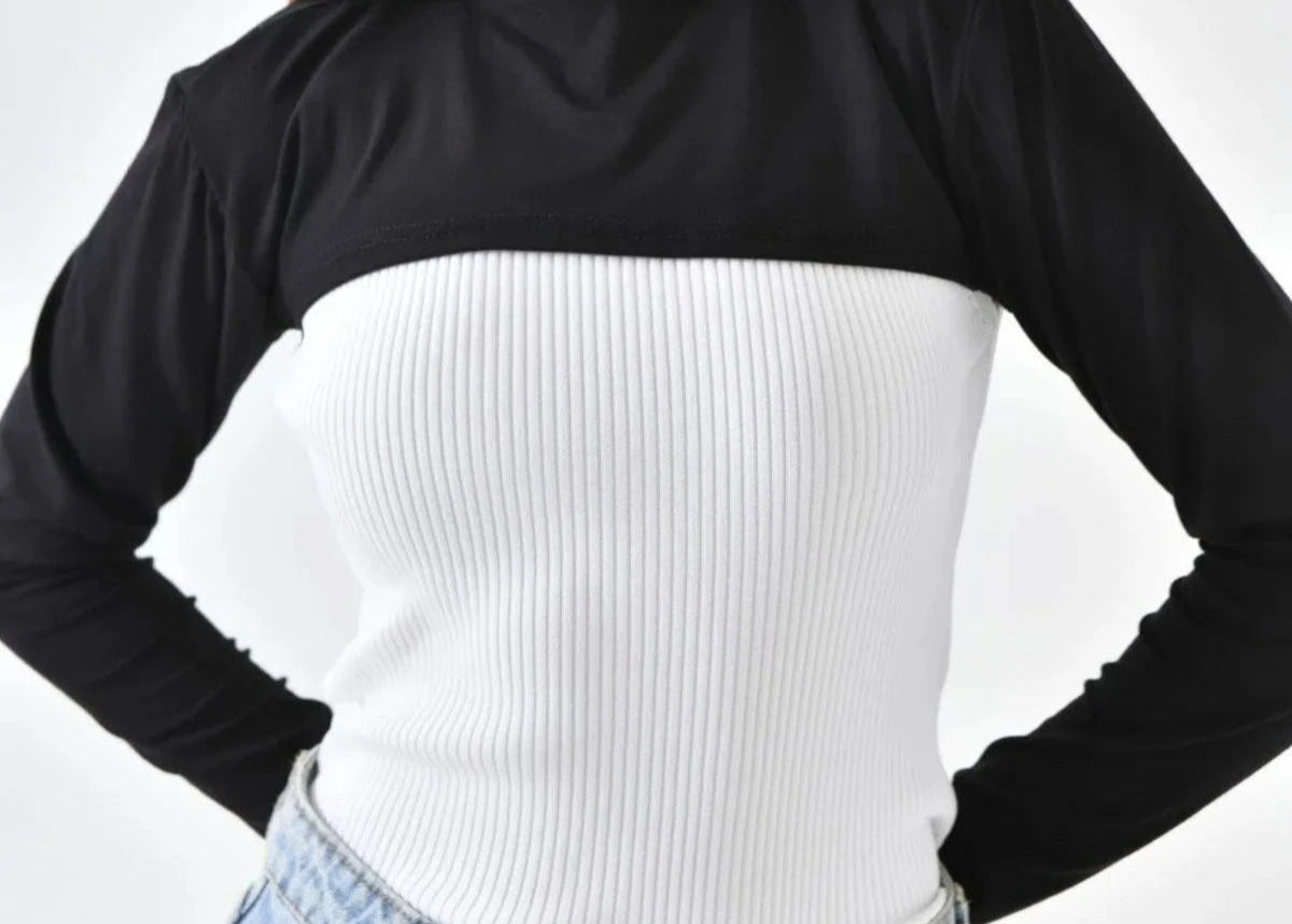 Long Sleeves Crew Neck Shrug - Chaddors