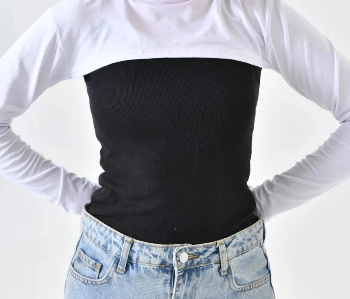 Long Sleeves Crew Neck Shrug - Chaddors