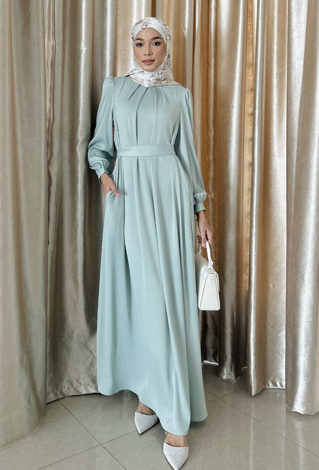 Mint Satin Blend Dress - Chaddors