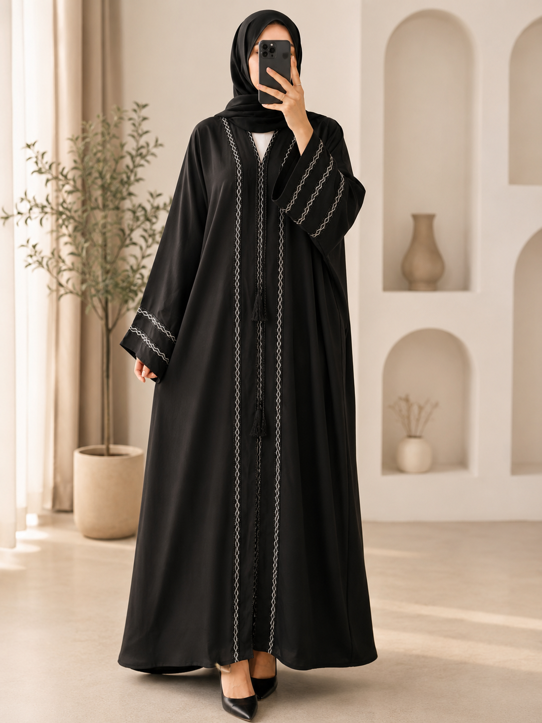 Black zoom fabric Dubai Abaya