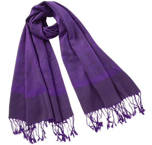 Purple Self Design Pashmina