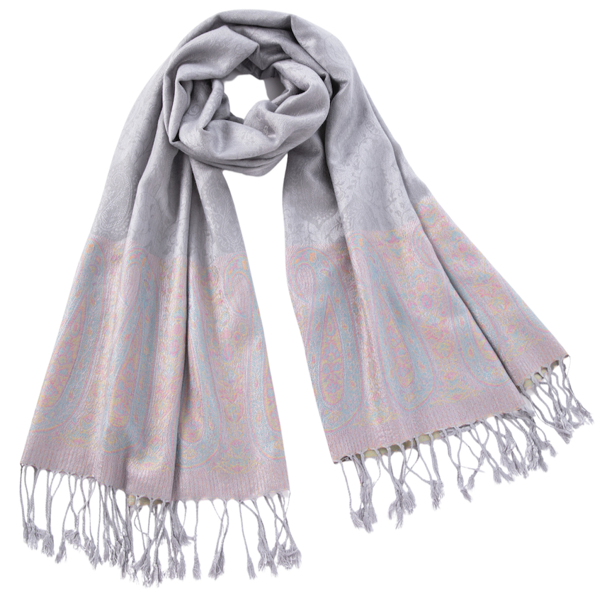 Gray Border Pashmina - Chaddors