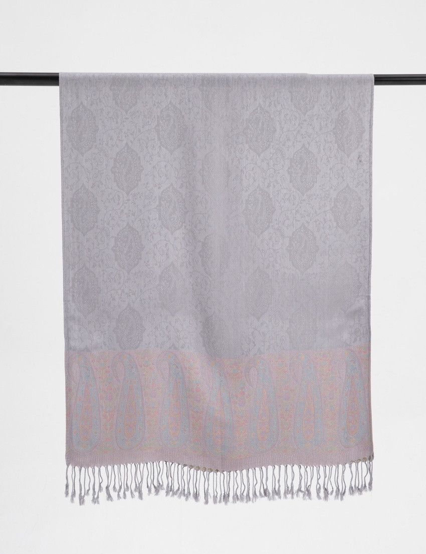Gray Border Pashmina - Chaddors