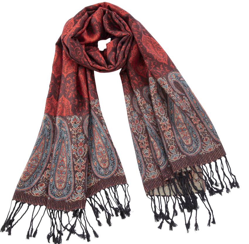 Maroon Border Pashmina