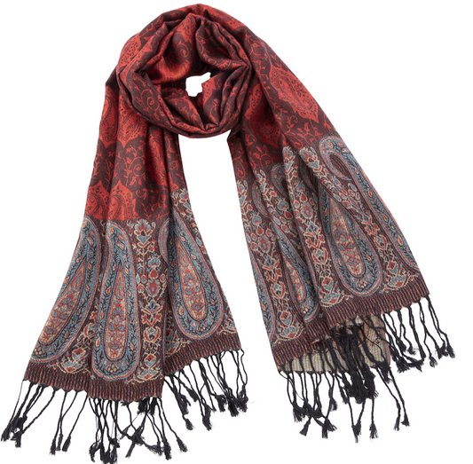 Maroon Border Pashmina