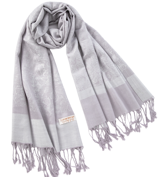 Gray Self Design Pashmina