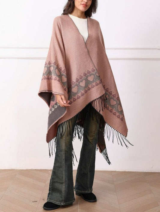Pink and Grey Reversible Cape - Chaddors