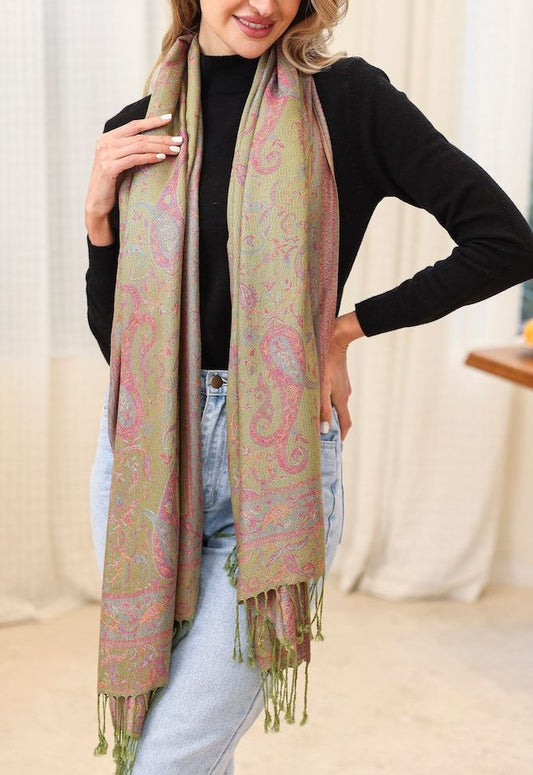 Parrot Green Print Pashmina