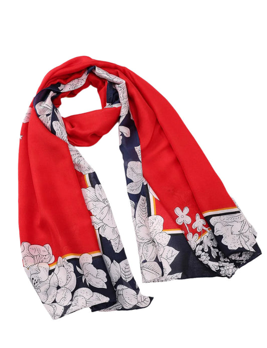 Red & Navy Floral Hijab