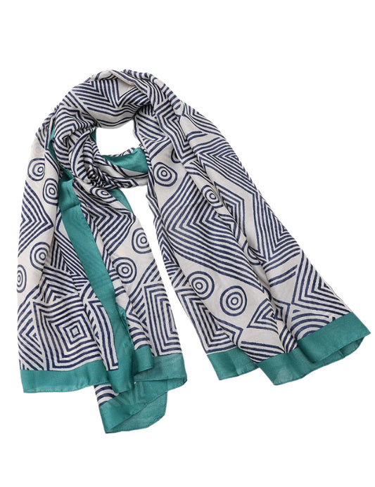 Navy & Beige Geometric Hijab