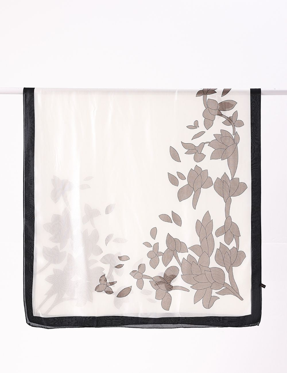 White Leaf-Print Hijab