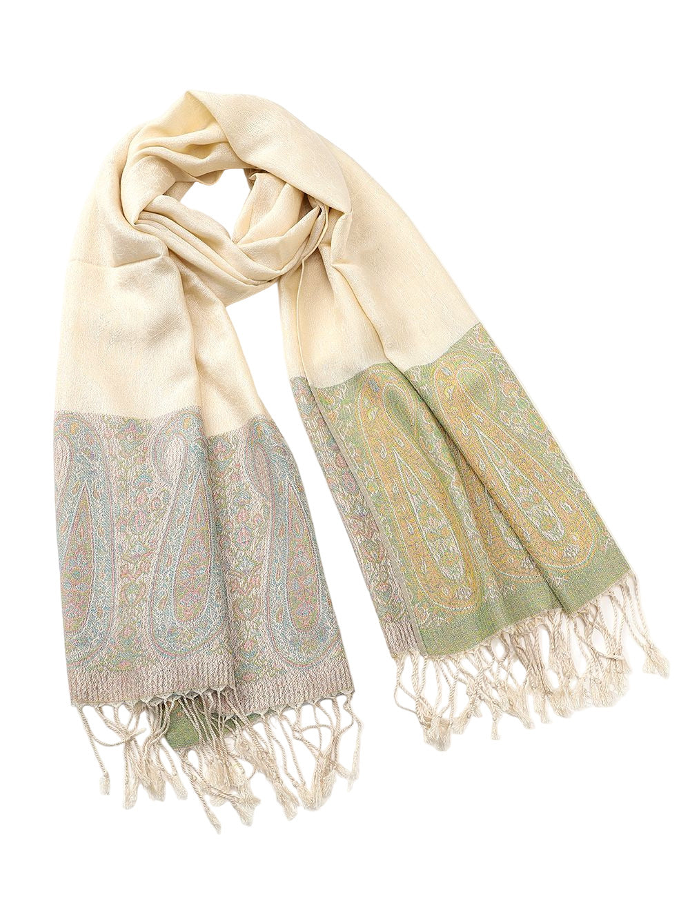 Off White Border Pashmina