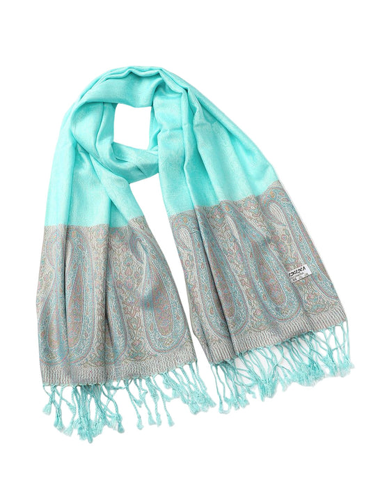 Tiffany Blue Border Pashmina