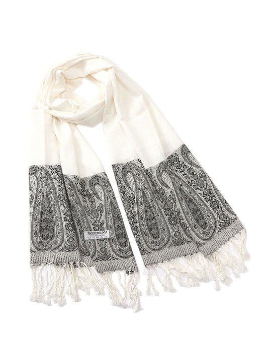 White Border Pashmina