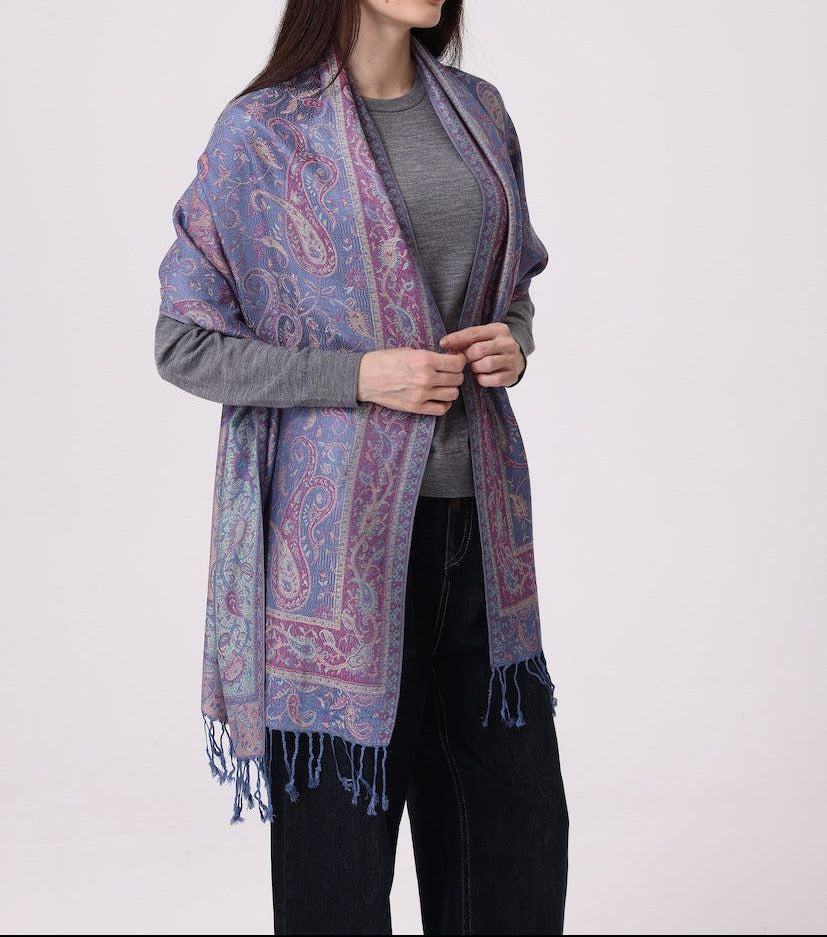 All Over Print Jean Blue Pashmina
