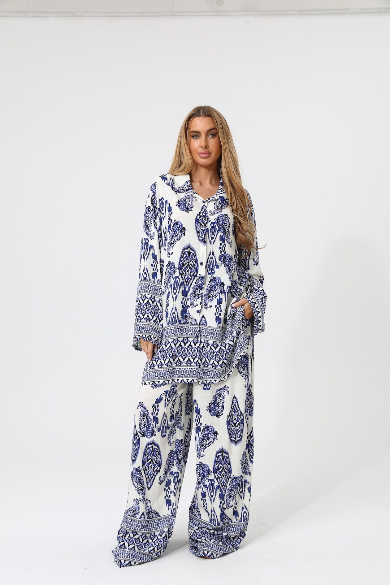 Blue Relaxed Fit Two Piece Lounge Set - Chaddors