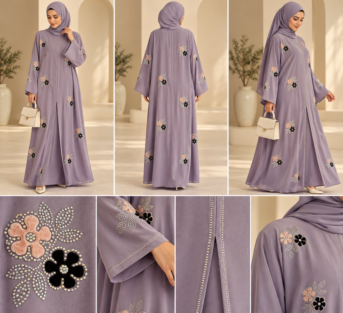 Lilac Fancy Dubai Abaya - Chaddors